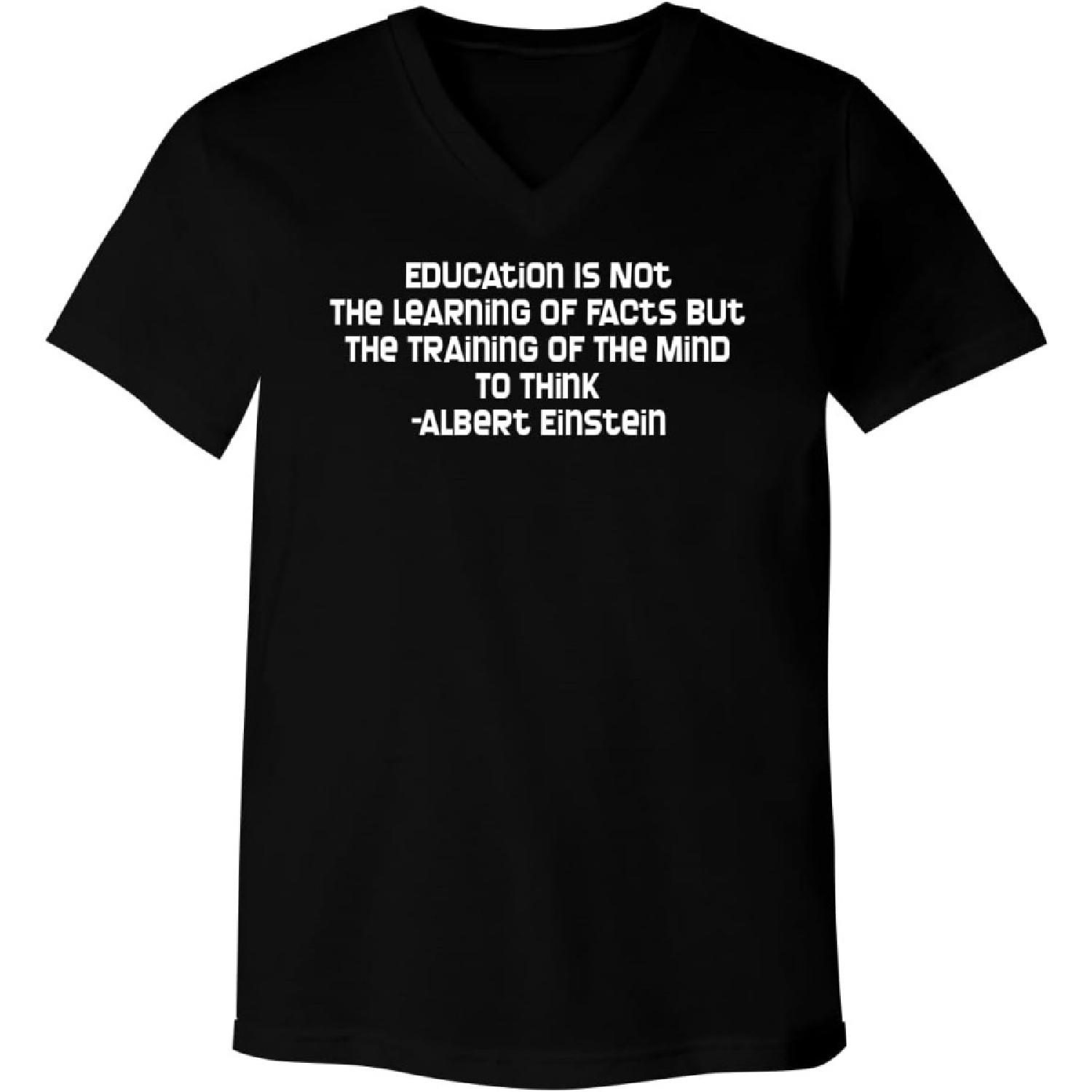 

Education is Not The Learning of Facts But The Training of The Mind to Think - Albert Einstein - Men s Ultra Soft V-Neck T-Shirt CP05 Black XXXXXL чорний