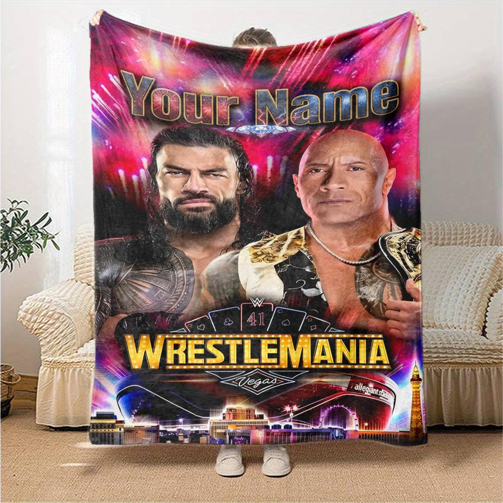 Wrestlemania Customize Text Blanket Throw Personalized Blanket Warmthful Decor Great for Bed Chair Bedding Home Decor for All Occasions