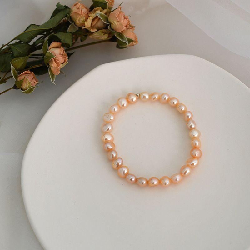 Korean Style Natural Freshwater Pearl Bracelet - Elegant, Colorfast Gift for Girlfriend