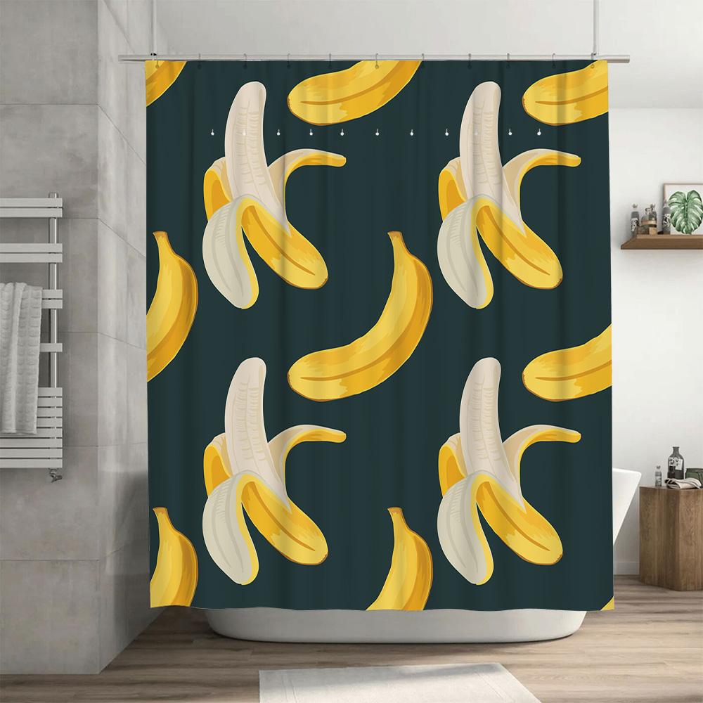 Banana Shower Curtain Cartoon Fruit Print Bathroom Decor Waterproof Fabric Shower Curtains for Home Decoration