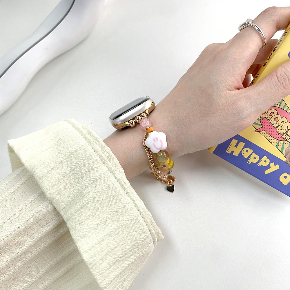 Cute Women Strap for Apple Watch Band 46mm 40mm 41mm 44 45mm 42mm 49mm Resin Bracelet for Iwatch 10 9 8 7 6 5 4 Se Ultra Correa