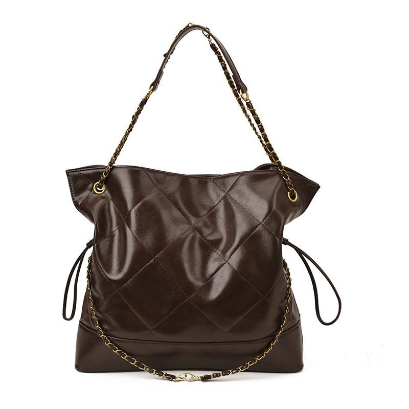 Large Capacity Womens Tote Bag With Rhombus Quilting Chain Strap PU Leather Shoulder Crossbody Daily Streetwear