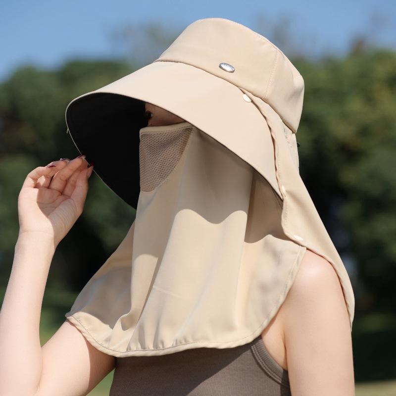 Sun Hat Children'S Outdoor Uv Protection Sun Hat Elegant Face Cover Neck Shawl Hat Travel Beach Hat