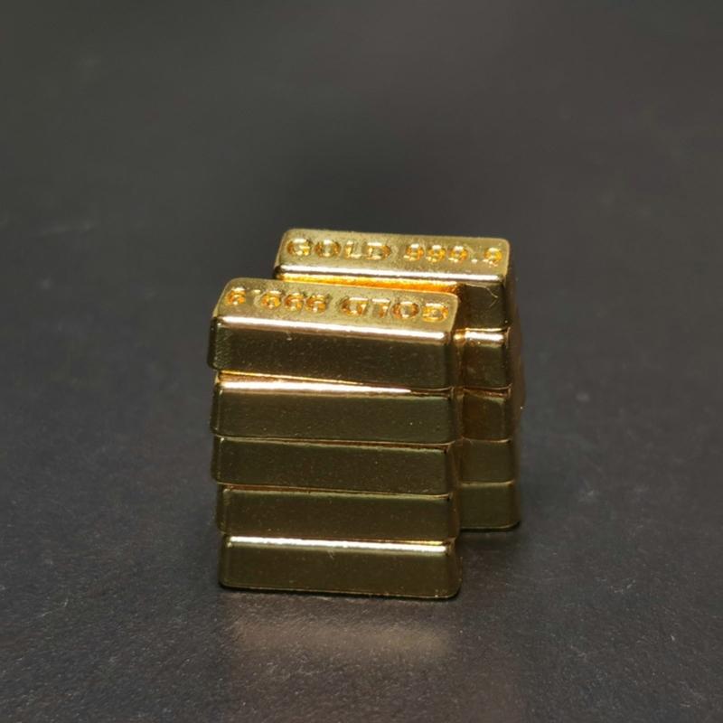 10Pcs Realistic Mini Gold Bar Models Alloy Miniature Props for Photography and Creative Displays