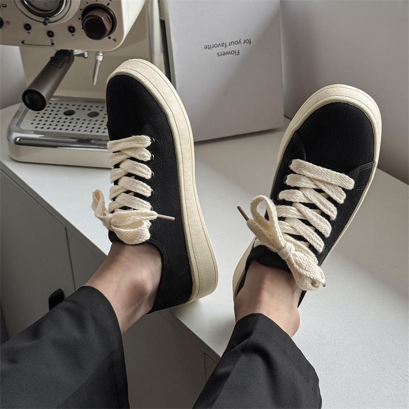 2025 Fashion Solid Color Men's Lace-Up Casual Shoes Low-Top Comfortable Daily Walking Shoe Breathable And  Anti -Slip Flat Shoes