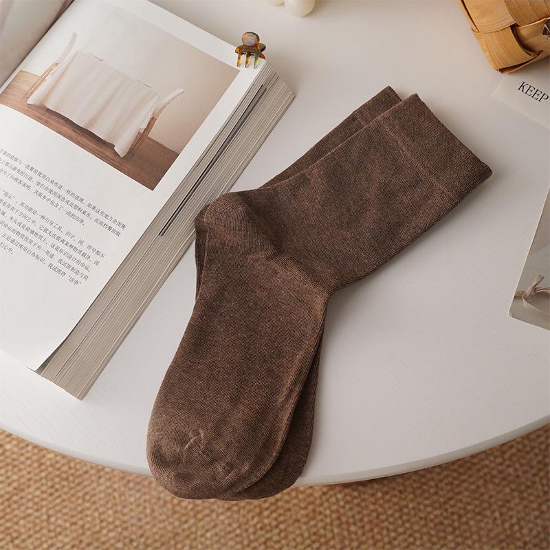 Women's Pure Cotton Breathable Odor-Resistant Mid-Calf Socks - Meilade Versatile All Cotton Loosely Stacked Postpartum Socks.