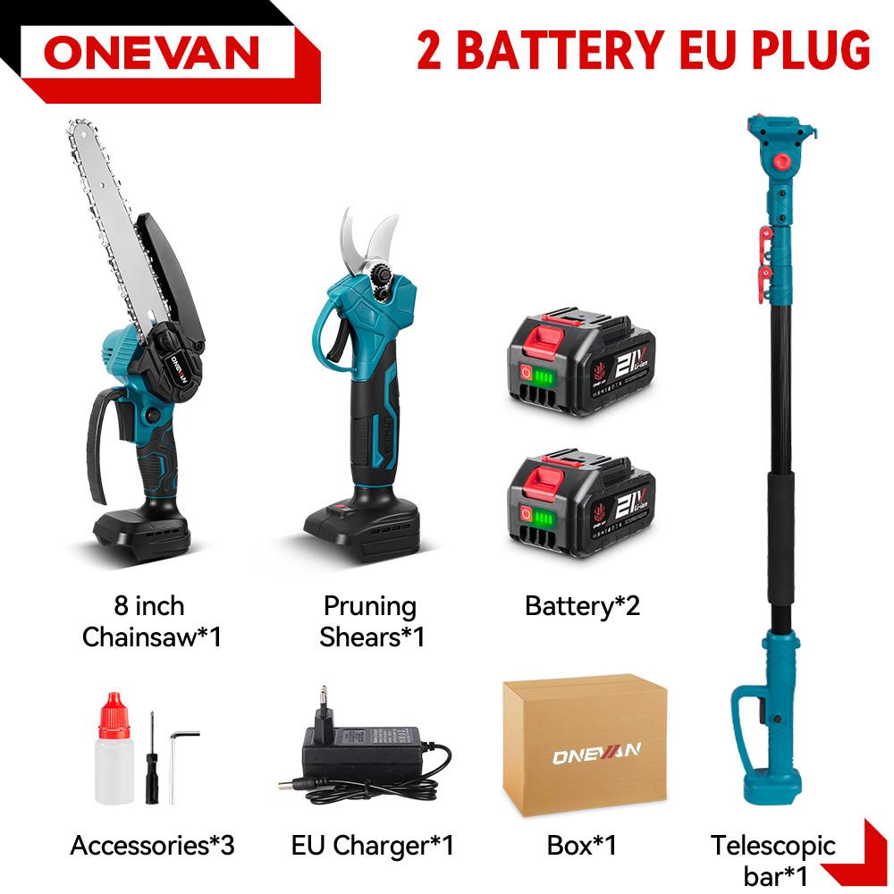 8inch Brushless Electric Telescoping Pole Saw Scissors 3IN1 5500W High Branch Chainsaw Garden Pruner Tool For 21V 18V Battery