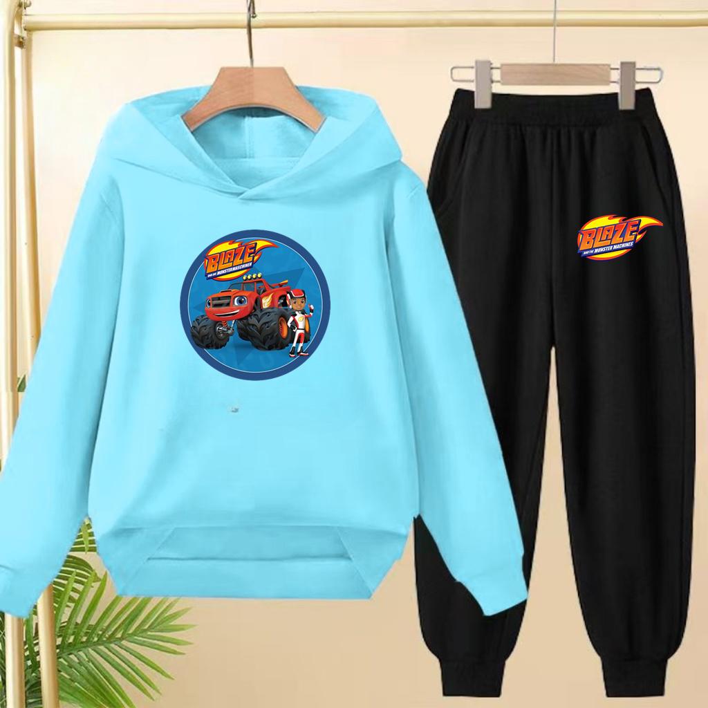 Student Uniform, Hooded Sweatshirt + Long Pants Set, Cartoon Car Pattern, 3 To 13-year-old Boys' and Girls' Sportswear,loose Set