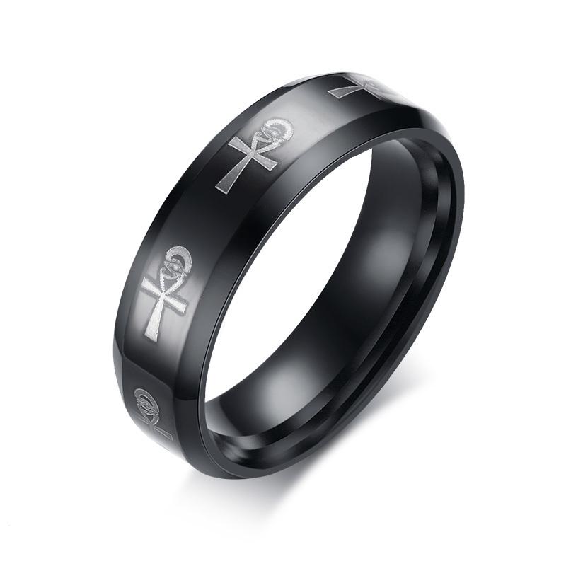 Stylish Men s Ankh Ring Egyptian Cross with Horus Eye Religious Stainless Steel Male Jewelry Anel Aneis Masculinos Accessory 7