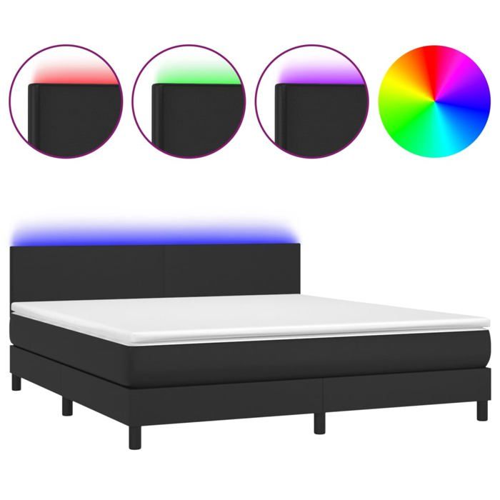 VidaXL Slatted Bed Base with Mattress and LED, Upholstered Bed, Double Bed, Adult Bed for Interior Bedroom, 3134117