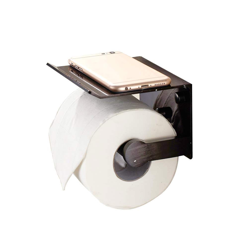 Multifunction 2 in 1 Space Aluminum Tissue Holder Toilet Paper Storage Rack Mobile Phone Shelf Bathroom Accessories Golden