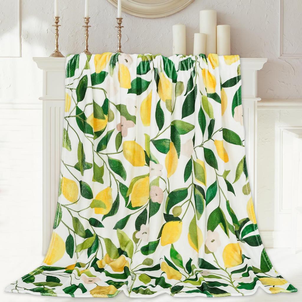 Lemon Series Printed Blanket Single Layer Fleece Blanket Quilt, Home Sofa Blanket Lunch Break Air Conditioning Blanket Cover