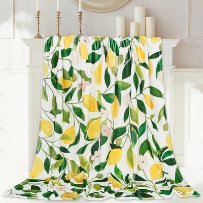 Lemon Series Printed Blanket Single Layer Fleece Blanket Quilt, Home Sofa Blanket Lunch Break Air Conditioning Blanket Cover