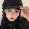 Cool Black Y2K Hat Girl Double Layer Lace Outdoor Sun Hat Versatile Lace Beret Caps  Women Ladies
