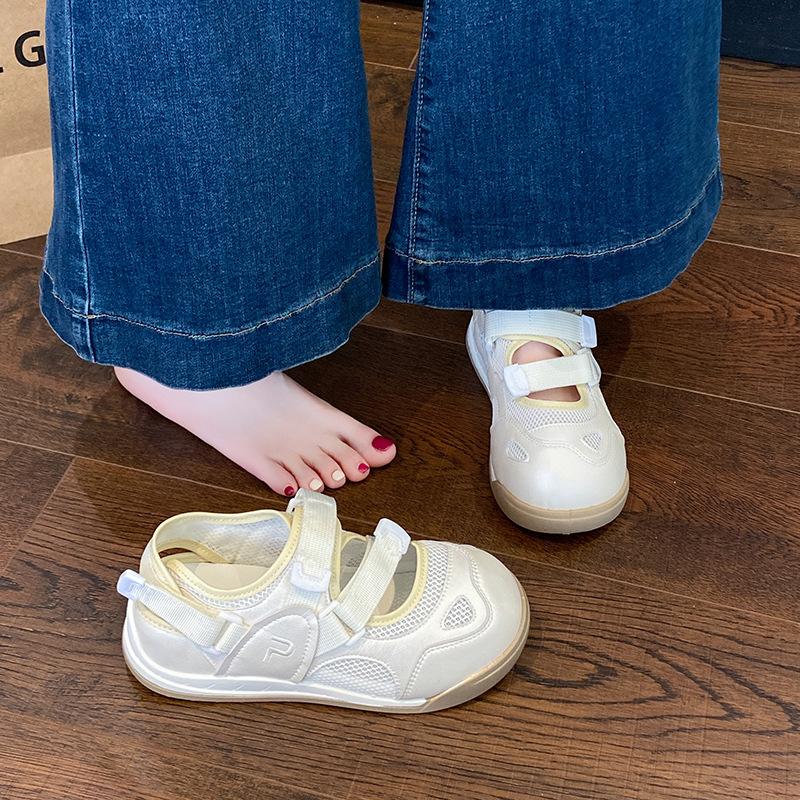 

Летние дышащие нишевые ретро кеды новые уродливо милые полые сандалии на липучках спортивная женская повседневная обувь 40