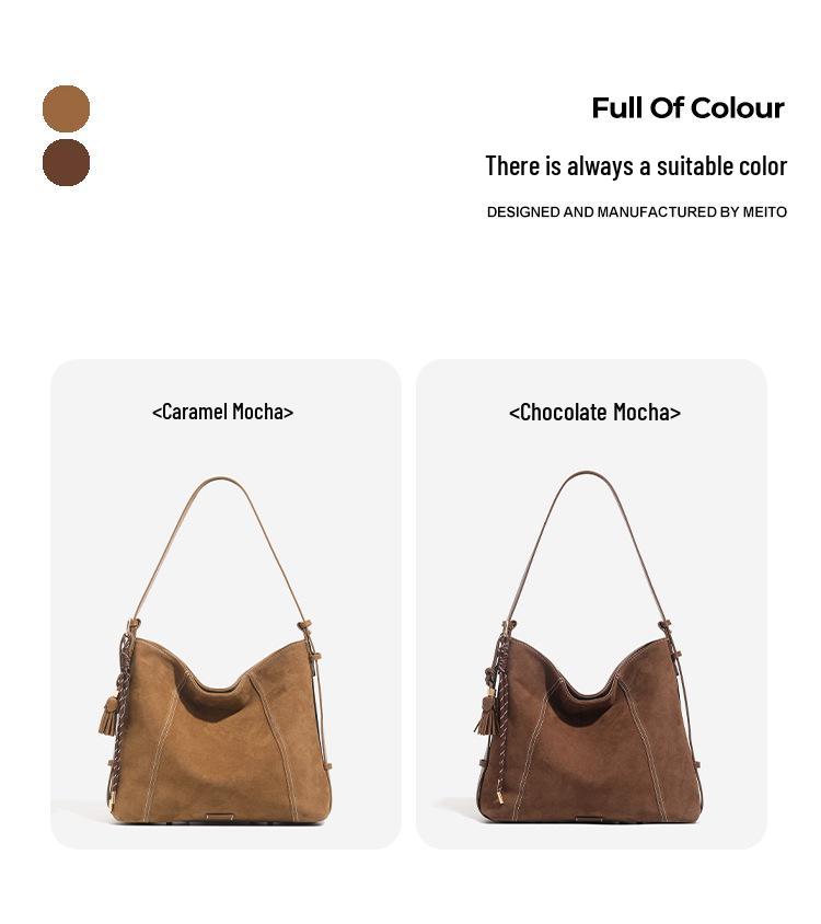 2025 Relaxed Retro Suede Hobo Tote - Large Capacity Crossbody Bag