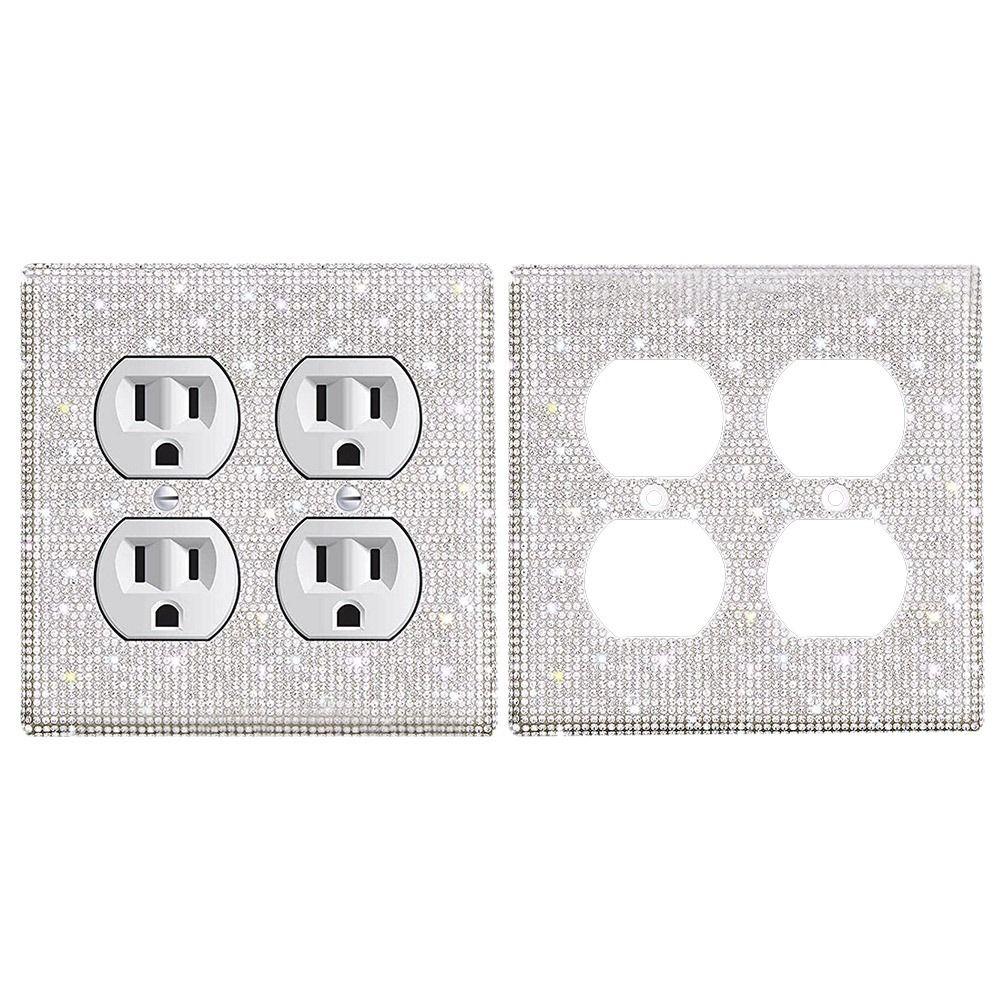 Home Decoration Wall Plate Cover Bling Plug Outlet Switch Panel Sticker Rhinestones Socket Frame