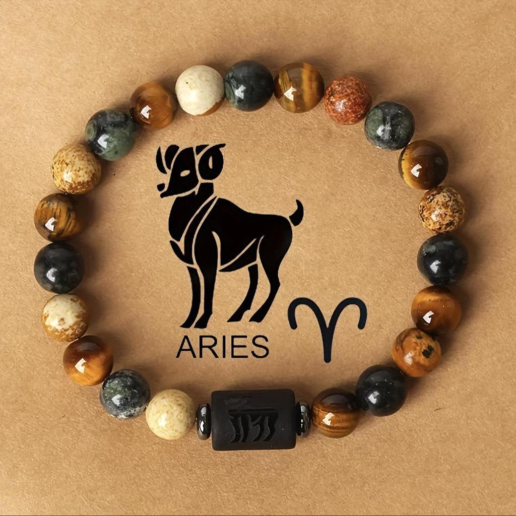 Pulsera de Ojo de Tigre y Piedra Pintada de las Doce Constelaciones