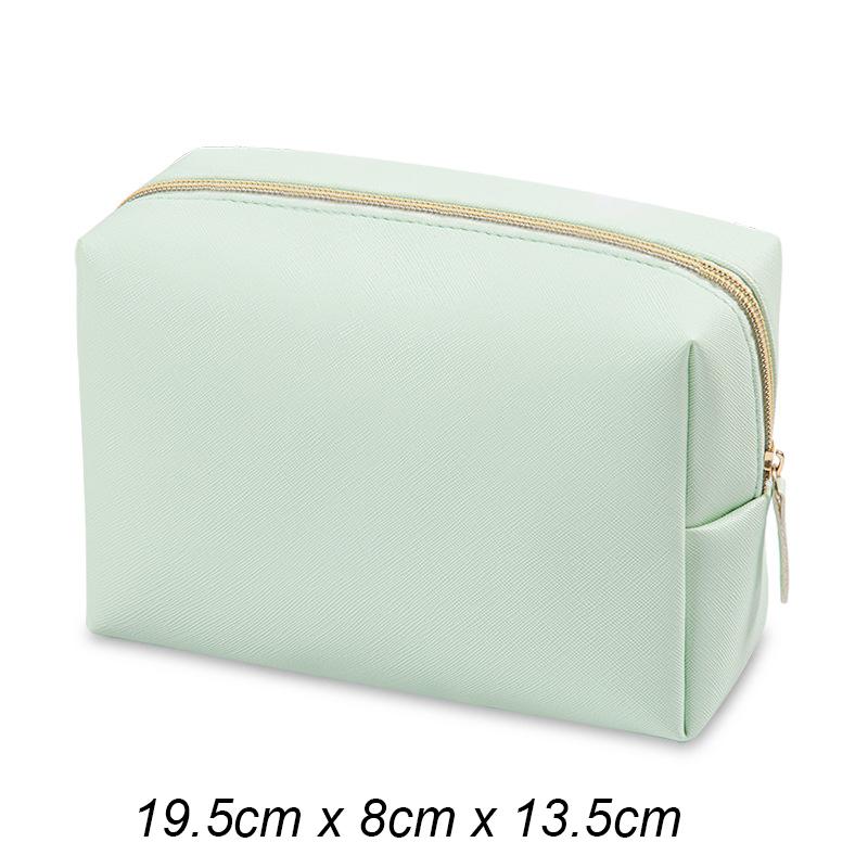 Solid Color Makeup Pouch Women Cosmetic Bag Waterproof PU Leather Travel Portable Wash Toiletry Storage Bag Organizer Purse