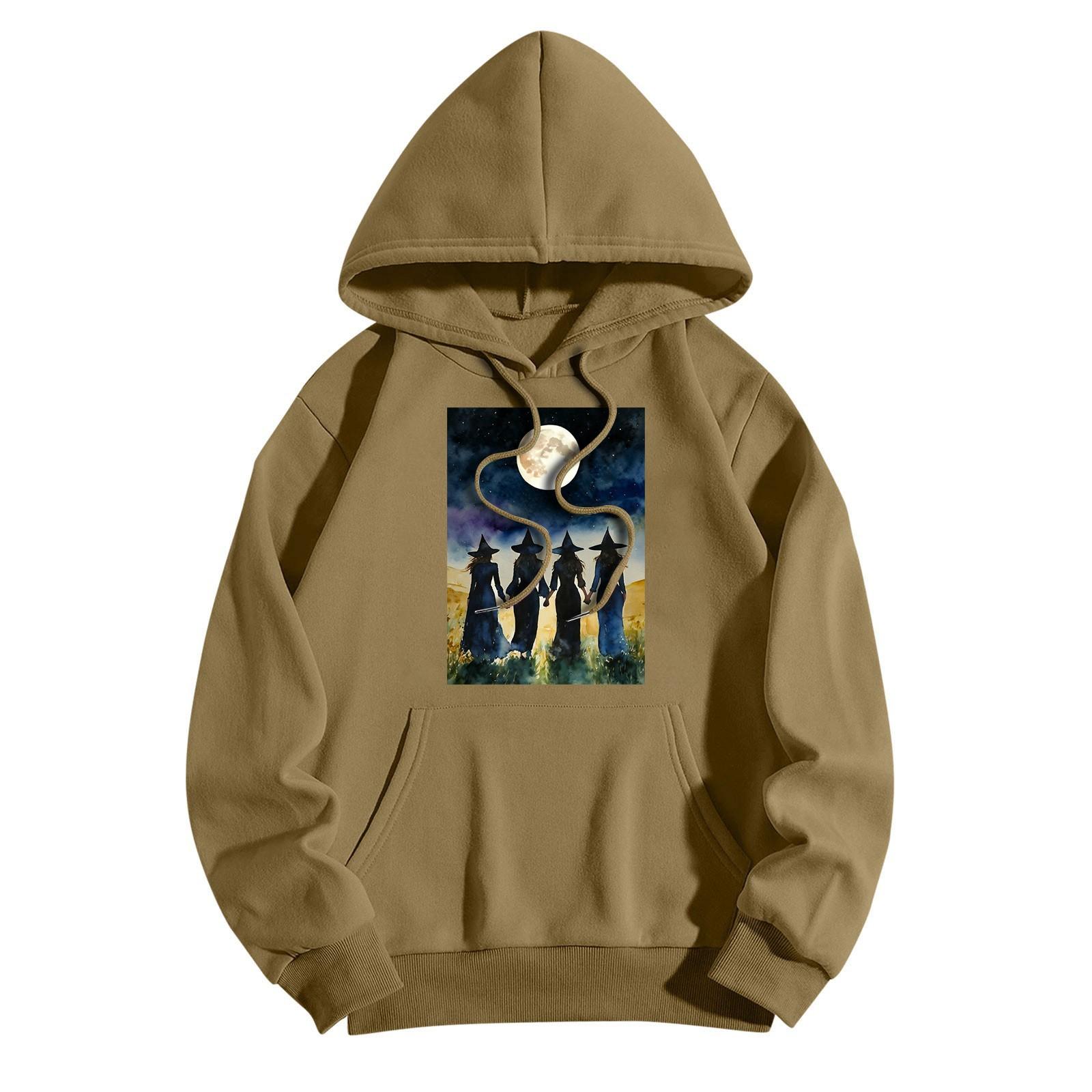 Женская модная повседневная толстовка с капюшоном и принтом ведьмы на Хэллоуин — фото 7