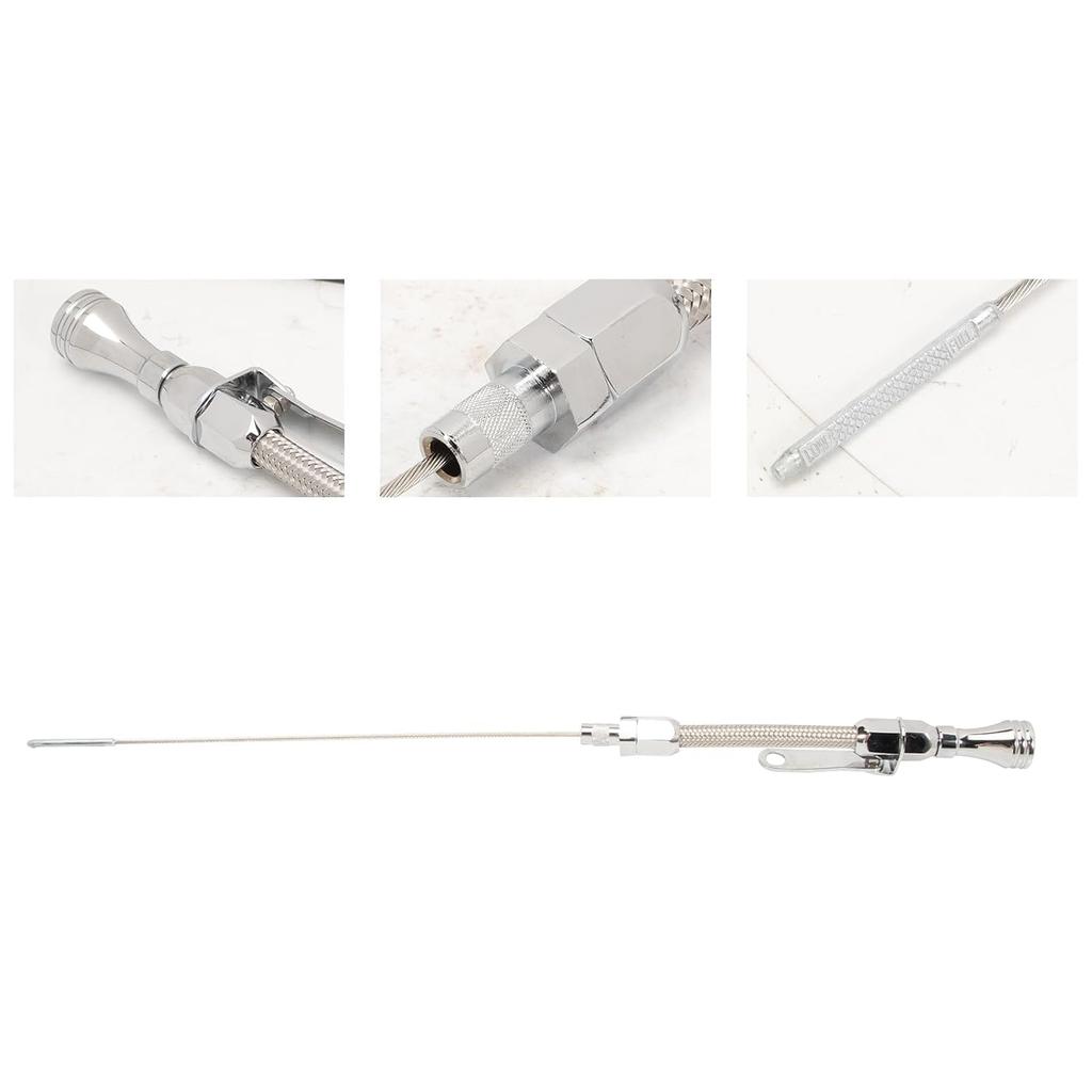 Engine Oil Dipstick, Driver Side Metal Dipstick Tube Fit for SBC Chevy 283 305 307 327 350 383 400 1955-1979 Silver