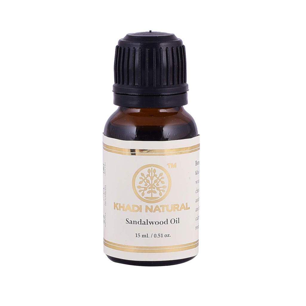 KHADI NATURAL Olio Essenziale di Sandalo 15ml Confezione da 1 per Aromaterapia Rilassamento e Calma dello Stress