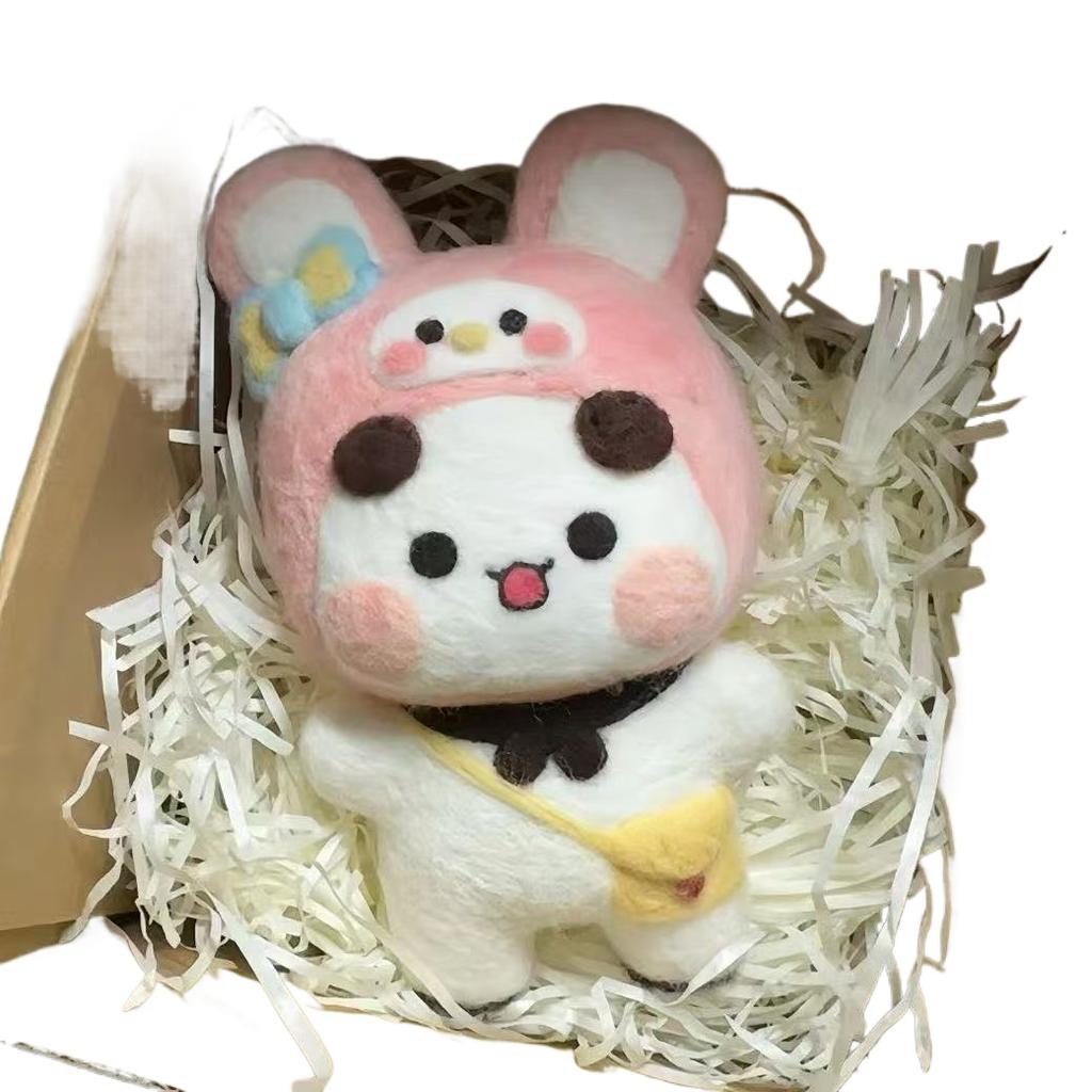 Bubu Dudu Wool Needle Felting Kit Non-finished Dolls DIY Felting Set Yier Panda Bear Handmade DIY Gift Animal Felt Crafts