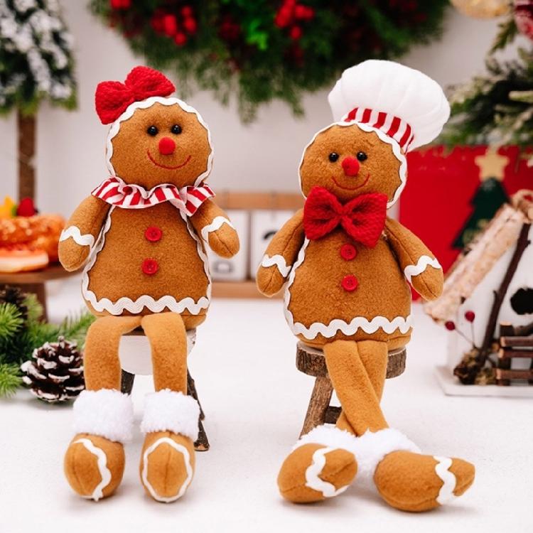 Dekorative Lebkuchenmann-Figur mit Beinen, Blickfang für Fenster und Tür, Weihnachtsfeierdekoration
