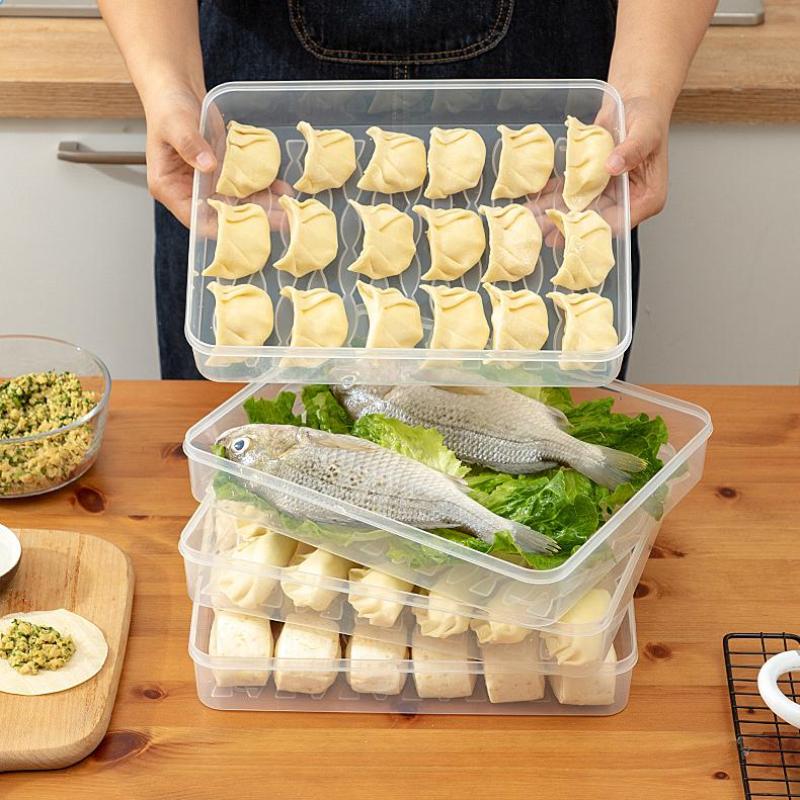 Household Food Egg Crisper Box Refrigerator Dumpling Box Wonton Fresh-Keeping Organizers Quick Freezing Refrigerator Storage