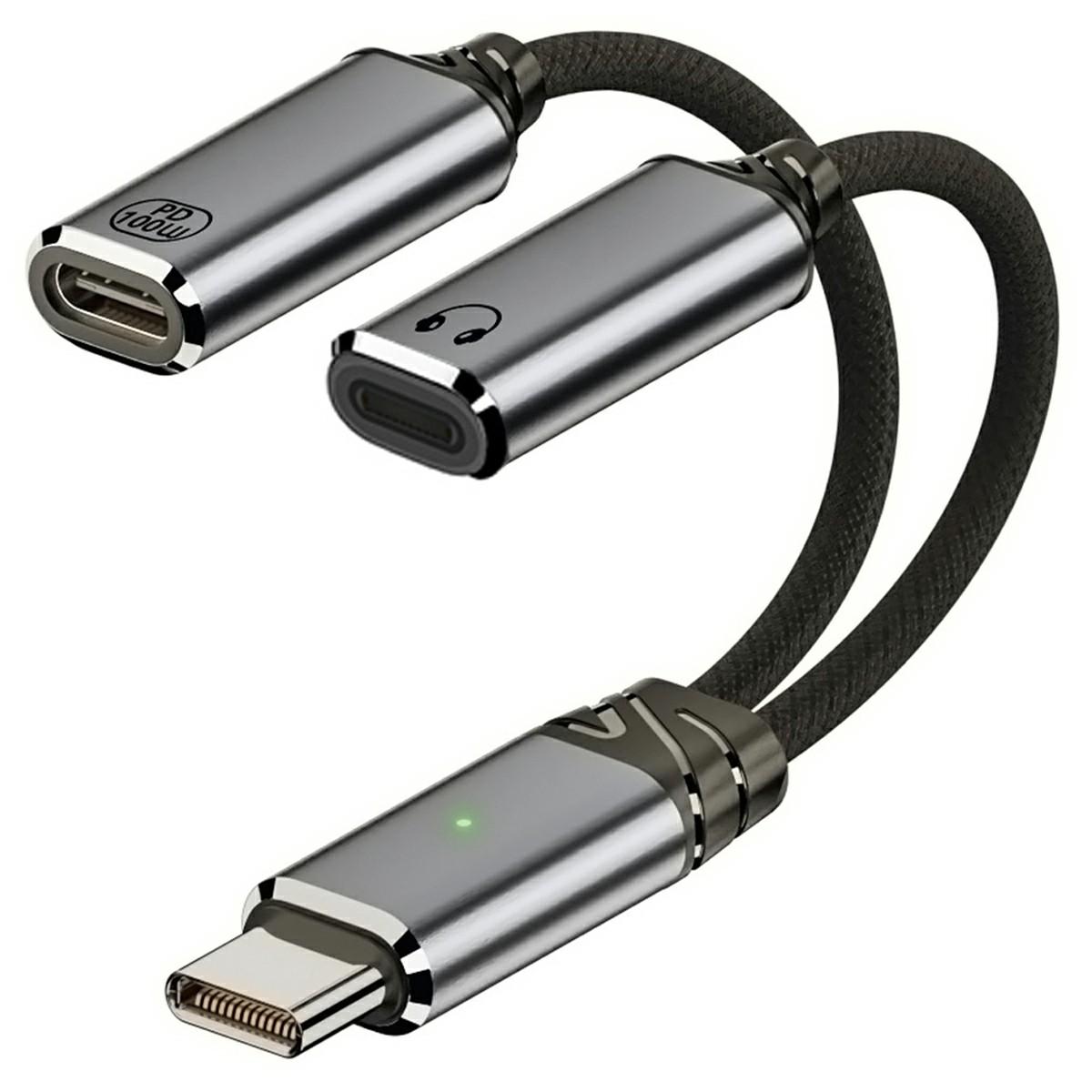 

UC-030-TC004 USB-C to 8-Pin Female Adapter Cable with 100W PD and DAC Audio for Laptop Tablet Phone As Shown A