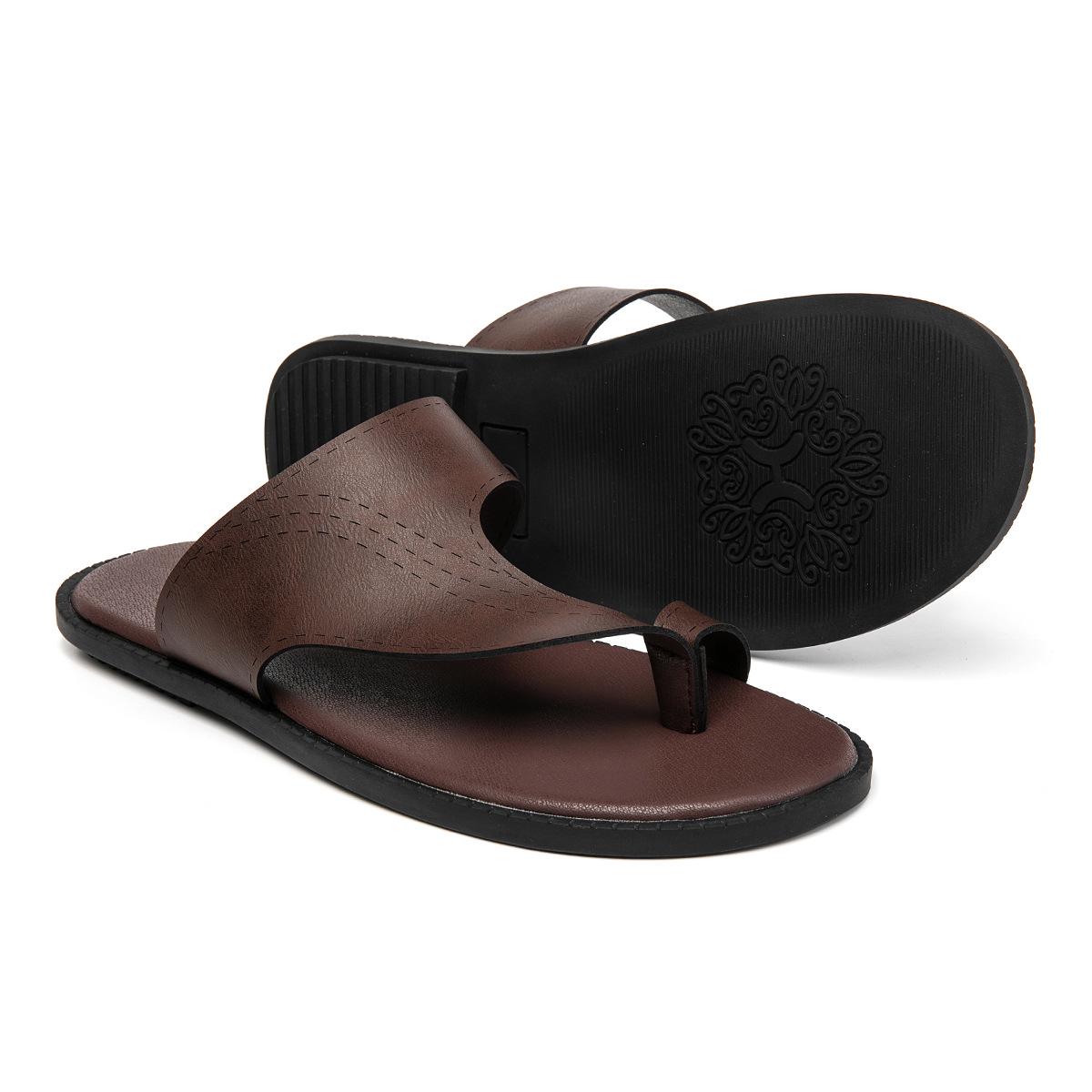 Men s Plus Size Summer Non-Slip Toe Post Sandals EU 39-47 EU 40 темно-коричневого