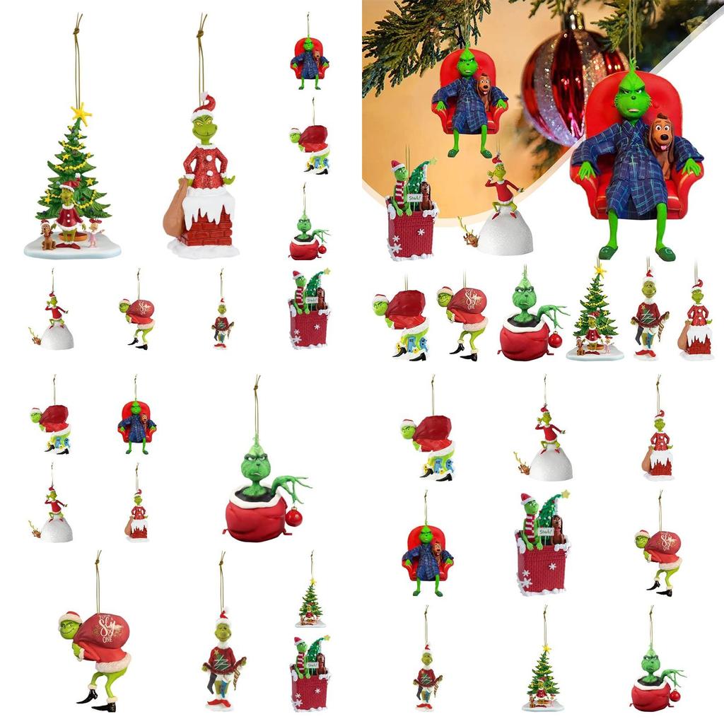 Green Furry Christmas Tree Ornament Acrylic Material Cartoon Style Festive Decoration