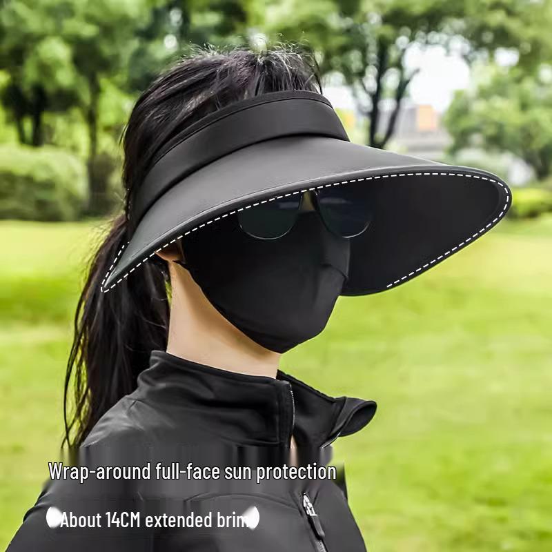 

Эксклюзивная летняя шляпа от солнца с открытым верхом, широкими полями, защитой от УФ-лучей, из черного ледяного шелка. Foldable Gray