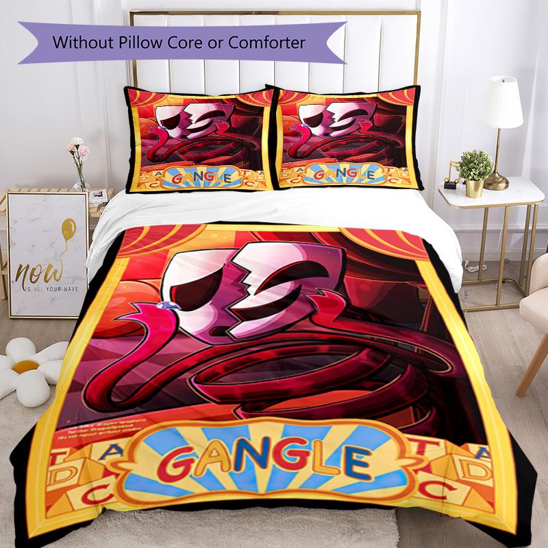 Digitale Circus Beddengoed Set Ademende Dekbedovertrek met Kussenslopen Decoratief Beddengoed voor Slaapkamer Huisdecoratie Verjaardagscadeau
