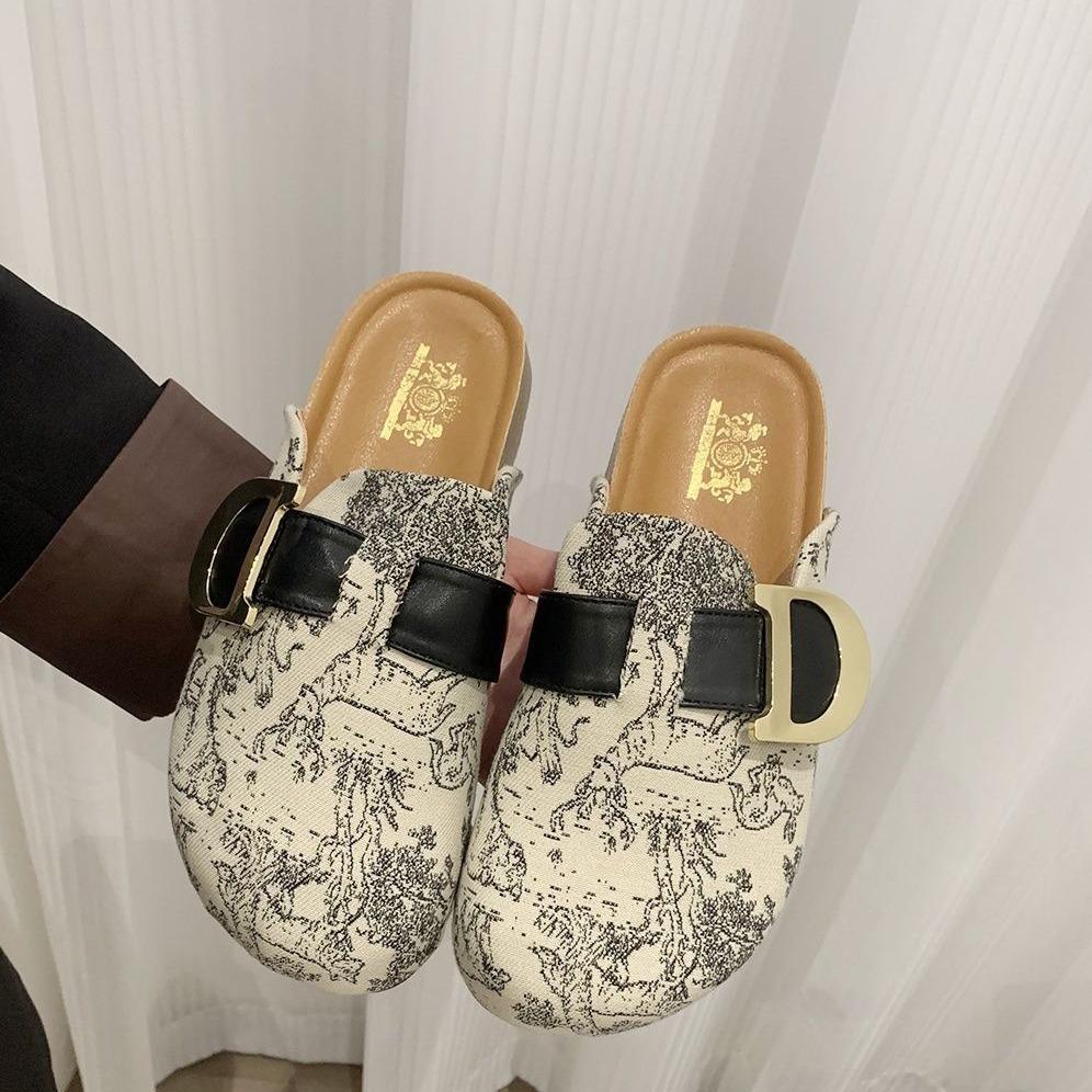 

Модная универсальная сумка, полушлепанцы, обувь, женская верхняя одежда, весна и лето, новые туфли на плоской подошве, с одним ремешком, шлепанцы на плоском каблуке 40