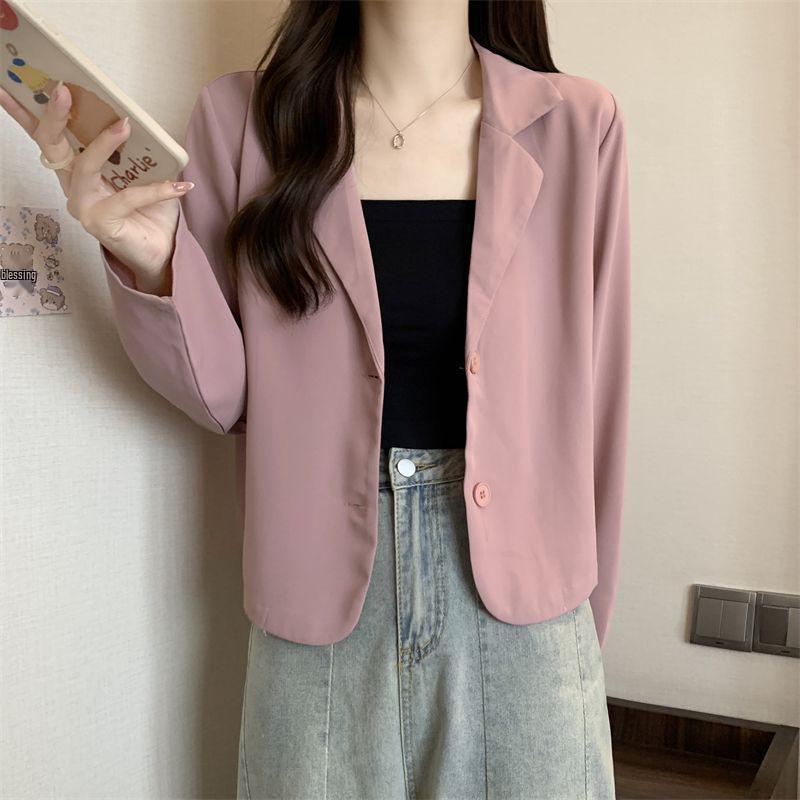Women's Casual Short Suit Jacket - Long Sleeve, High-End Spring & Autumn Outerwear