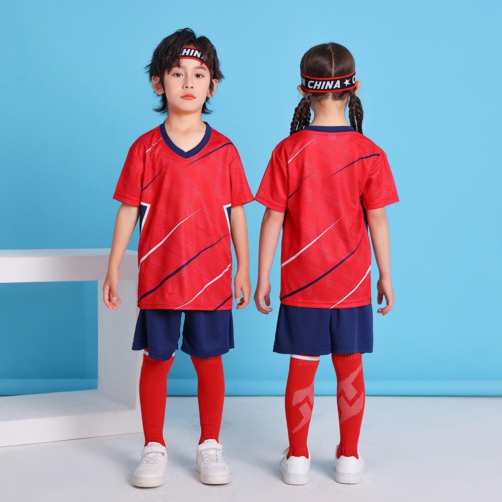 2 Piece Summer Soccer Jersey Children Short Sleeve Training Competition Team Uniform Quick-Dry Boys Girls Football Jerseys 16