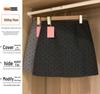 French Retro Grey Polka Dot Wool A-line Skirt - Women’s Autumn/Winter High Waist Hip-hugging Short Skirt