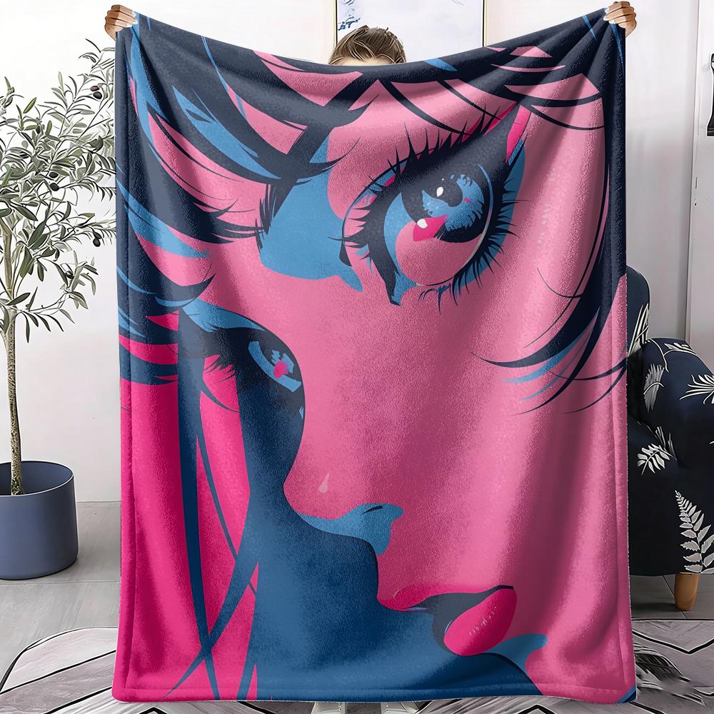 Anime Girl Throw Soft Flannel AC Blanket Lightweight Summer Nap Throw Cozy Blanket for Sofa Bed Travel Home