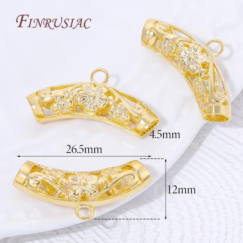 18K Gold Plated Pendant Bail Connectors For Jewelry,Brass Bail Beads Spacer,DIY Necklace Making Accessories,Tube Bail Beads