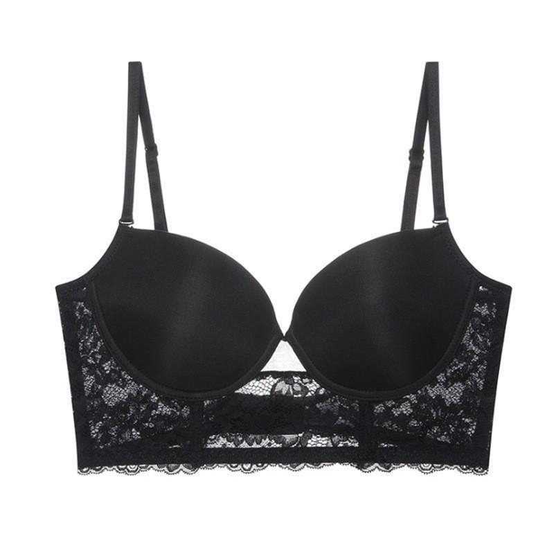 Sexy U-shaped Big Halter, Beautiful Back Underwear, Women's Glossy Invisible Soft Steel Ring Bra, Small Chest Gathering Bra