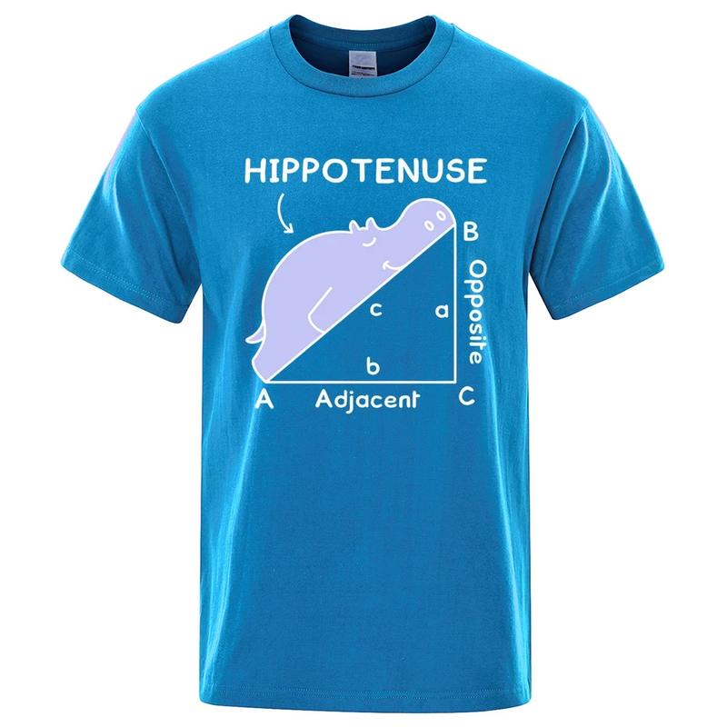 Hippo Sleeping On Math Problem Print Unisex Tshirts Summer Breathable ONeck Short Sleeve Haruku Loose Tshirt Cotton Tops