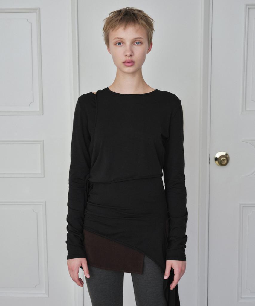 Simeteuligpeosenteu Knotted Layered Long Sleeve / Black