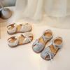 Girls Beach Shoes Weave Breathable Kids Princess Shoes with Simple Bows 2025 Summer New Children Sandals Soild Color Non-slip