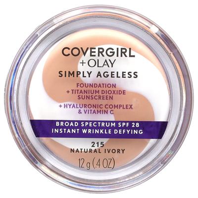 Olay Simply Ageless Foundation, SPF 28, 215 Natural Ivory, 12g (0.4oz)