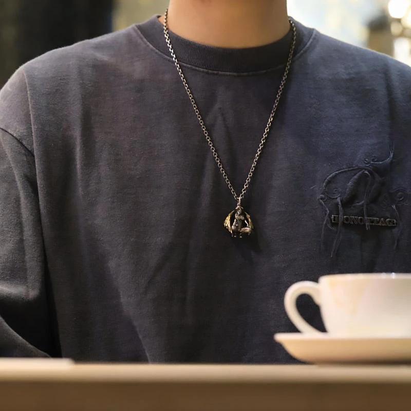 Ka Yi Trendy Angel & Devil Necklace Pendant for Men and Women - Fashionable Sweater Chain