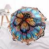 1PC Butterfly Mandala Automatic Open/close Umbrella with 8-Rib Structure for Women/Men, All-Season Use - Travel Essential, Stylish Accessory, Highqual