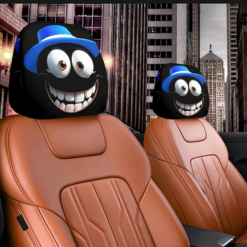 2pcs Halloween Funny Car Headrest Pillowcase Cute Cartoon Eye Car Headrest Seat Protector Anti-Scratch Vehicle Accessories