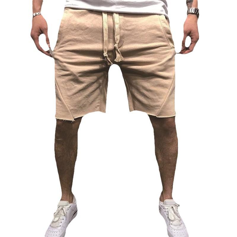 Men's Solid Color European-Size Casual Fitness Shorts for Running and Sports