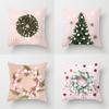 Christmas New Year Decorative Pillow Cover  Tree Wreath Print Throw   Sofa Chair Cushion  Home Decor